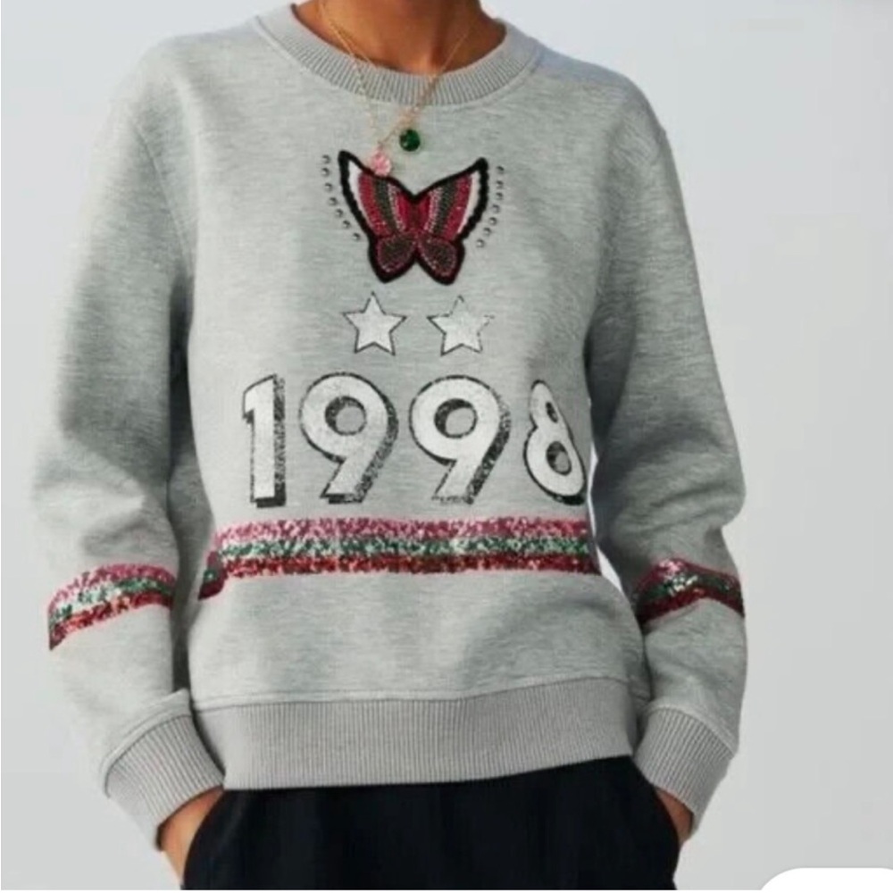 Maje Gray Sweatshirt with Butterfly and 1998 Design